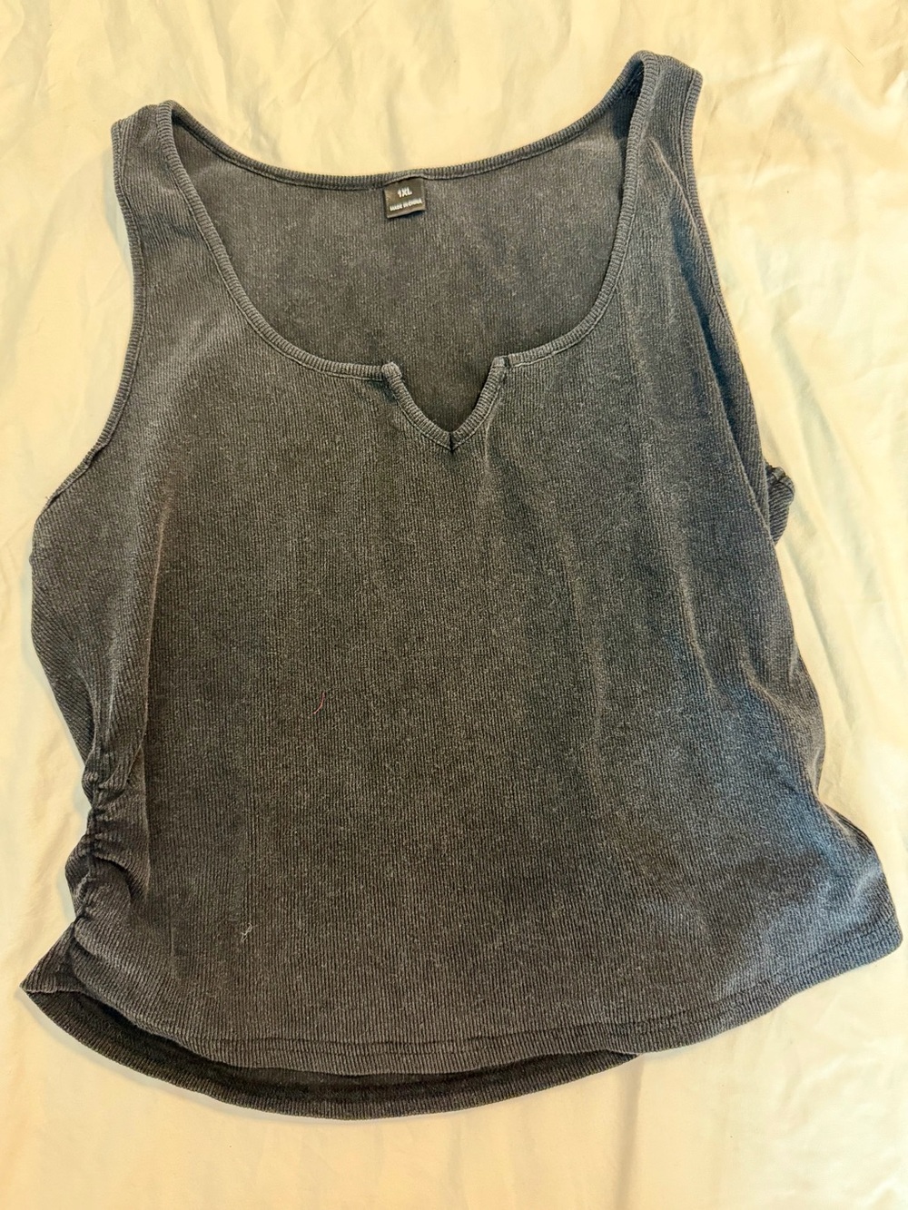 Casual Ribbed Scoop Neck Tank Top - Slate Gray